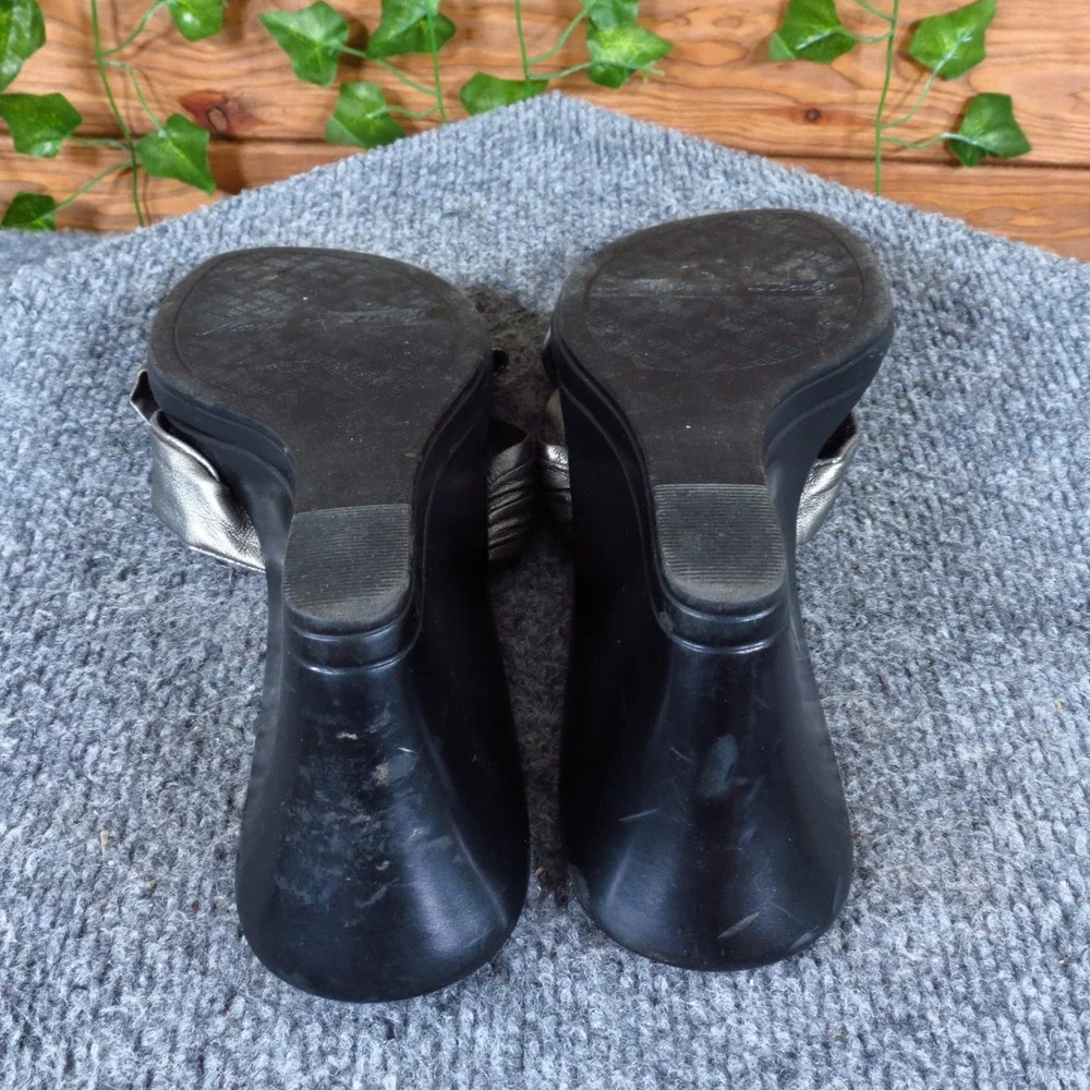 Italian Shoemakers Women Wedge Sandals Size 10 Dress Casual Pewter Metallic Grey